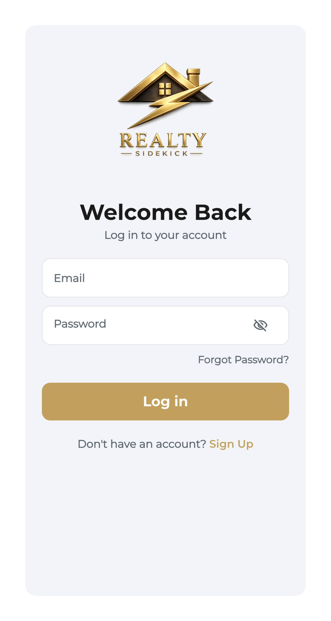 Realty Sidekick log in screen